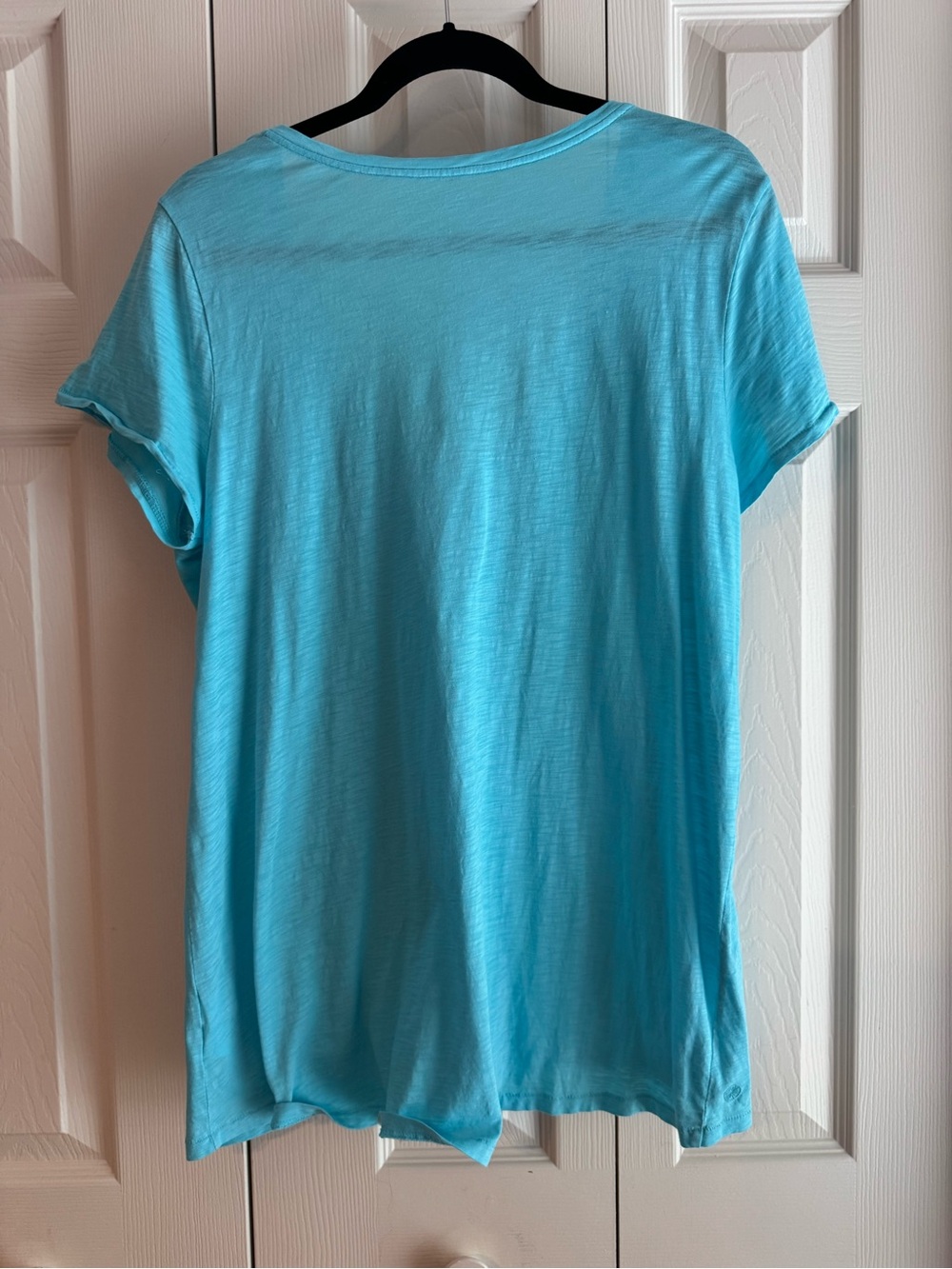 LILLY PULITZER Etta V-Neck Top, Turquoise, Teal, Size Large, EUC - Picture 3 of 6